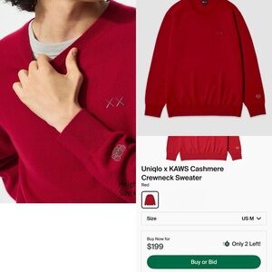 Kaws x Uniqlo Red Cashmere Sweater | Size M | Brand New with tags | Unisex ✅